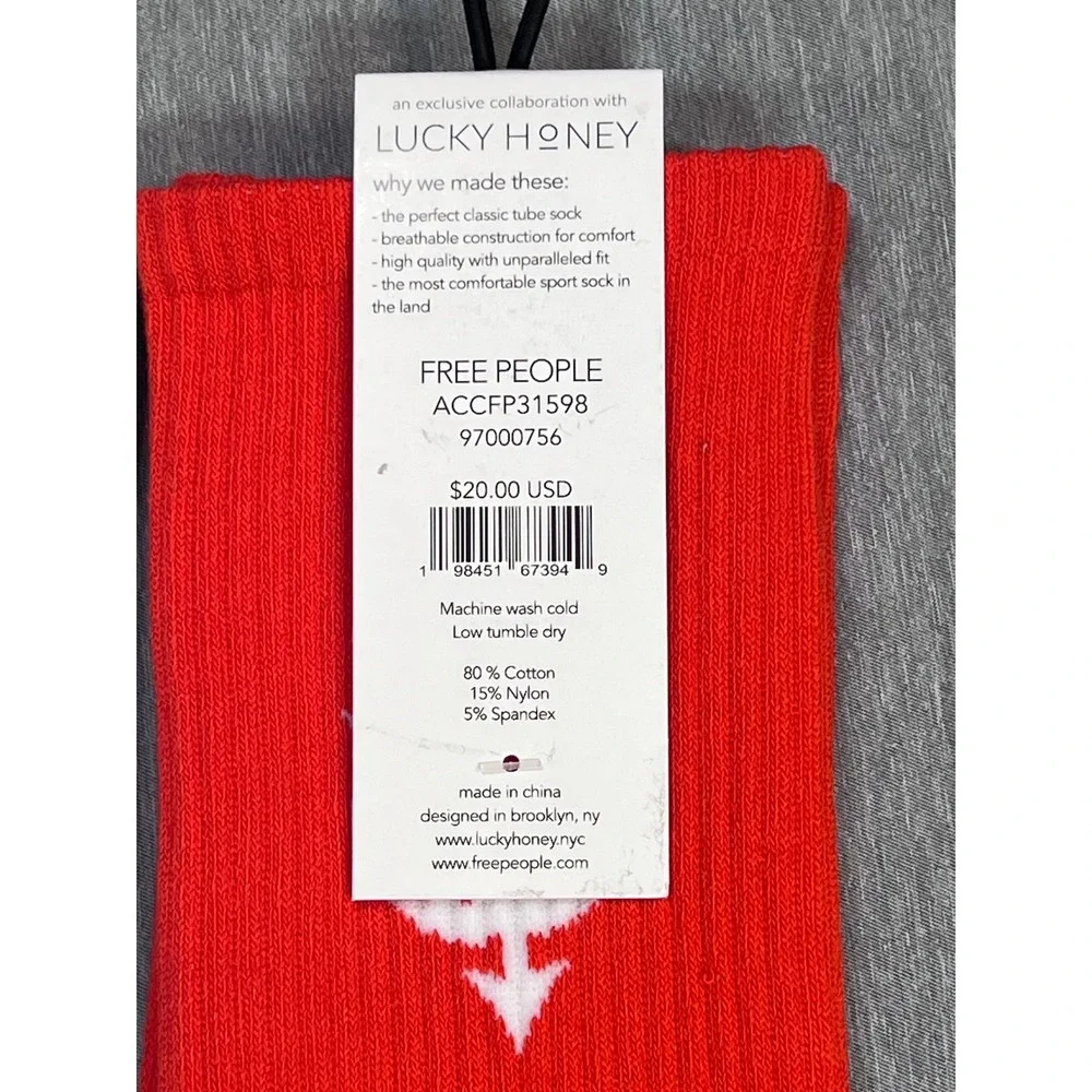 FP Movement Free People x Lucky Honey Last Lap Tube Socks 3 Pair Grey orange NEW